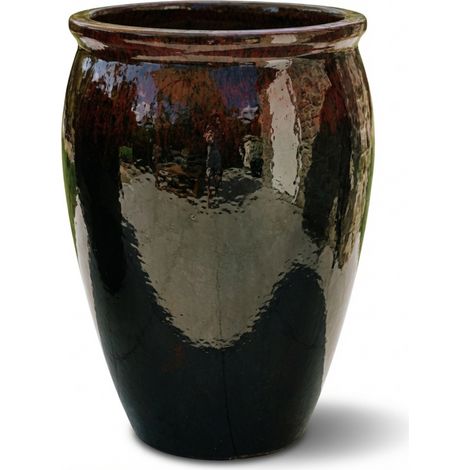 Provencelia Pflanzkübel Bacchus Ø50 cm Höhe 68 cm frostbeständig, keramisch, handgefertigt, Schwarz-rot (1/4)