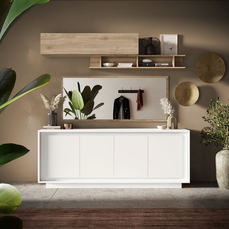 Buffet/bahut moderne 207 cm laqué blanc mat Rosine (1/5)