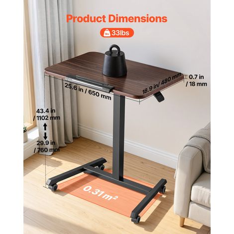 Bureau Assis-Debout Réglable en Hauteur 650x480 mm Plateau Inclinable, Bureau Mobile pour Ordinateur Portable, Télétravail et Maiso… (1/5)