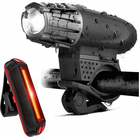 GROOFOO Lampe LED Lumières de Vélo Feux Avant et Arrière étanches pour éclairage de 4 Modes D'éclairage Anti-Infiltration et Antichoc,Aonvient aux Amateurs de Aports de Plein Air (1/5)