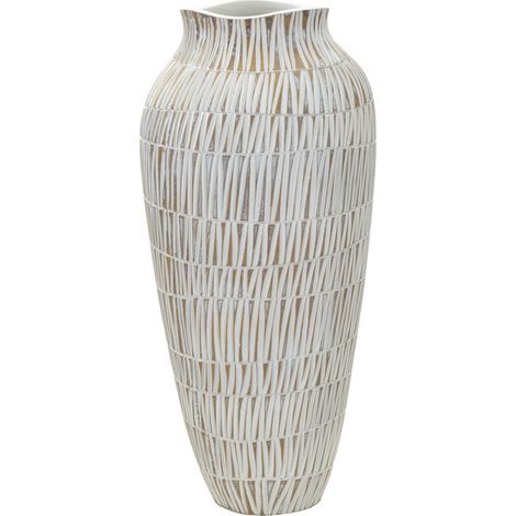 Vase Déco en Résine "Stiky" 50cm Or & Blanc
