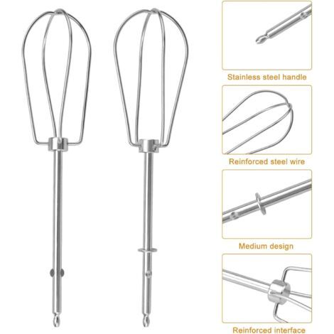A Lot de 2 fouets pour batteur à main de rechange Mélangeur à main Mélangeur à main Robot de cuisine émulsifiants Kit mélangeur de rechange pour mélangeur à main (1/5)