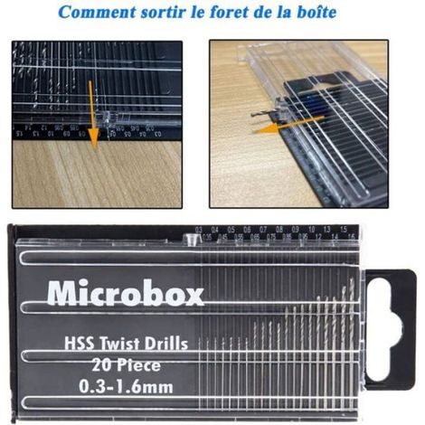 Kit Mini Forets Hélicoïdaux HSS, 0.3mm-1.6mm, Forets Précision, Boîte pour Bricolage Modèles Bois (1/4)