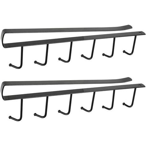2 Cup Holder Inserts, Cabinet Organizer Hooks, 6 Cup Holders, Bottomless Kitchen Drill Hooks, Cabinet Organizer Rack - Black (1/5)