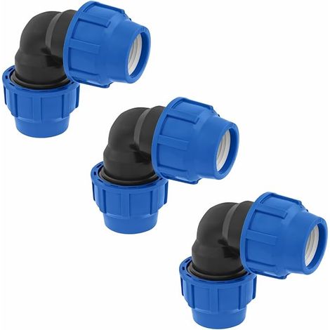 Raccord coudé à 90 degrés 25mm x 25 mm pour tuyau d’eau PE de compression – Raccords de plomberie coudés PN16 – connecteur compatible avec tuyaux PE80 et PE100 (1/4)