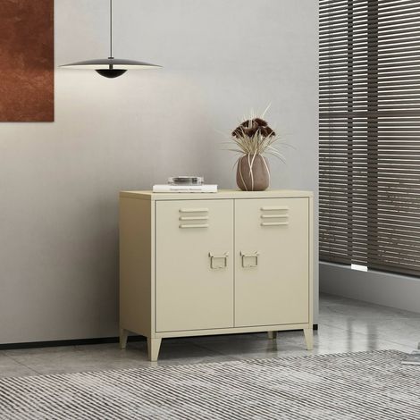 Dmora - Kommode Conco, Wohnzimmerbuffet, Wohnzimmer-Sideboard, Moderne Küchen-Speisekammer, 80x40 h73 cm, Sahne (1/5)