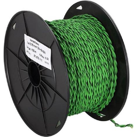 Cable compatible avec haut-parleur torsade 2x0.75mm2 Vert noir 100m