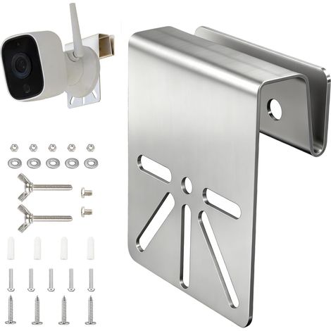 Support Caméra Gouttière en Acier Inoxydable pour Universel Fixation Camera pour Caméras Solaires et Caméras PTZ Extérieures Installation sans Perçage avec Vis Anti-Rouille (1/5)
