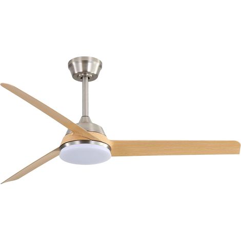 Ventilador de techo de 130 cm con luz LED de 22 W y mando a distancia, 3 aspas de ABS con 3 colores de luz, mando a distancia de 6 velocidades, ideal para el salón, apto para invierno y verano.