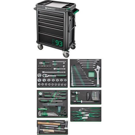 Officina 93/157QR B877xT481xH1000mm 500kg 6 cassetti 157 pezzi. Acciaio blu (1/4)
