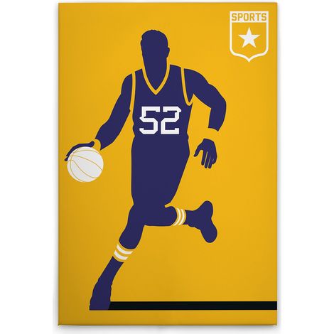 Leinwandbild Retro Basketballspieler M1-No.50856 - Kunstdruck auf Leinwand in Gelb Violett - Wandbild 50 x 75 cm (1/5)