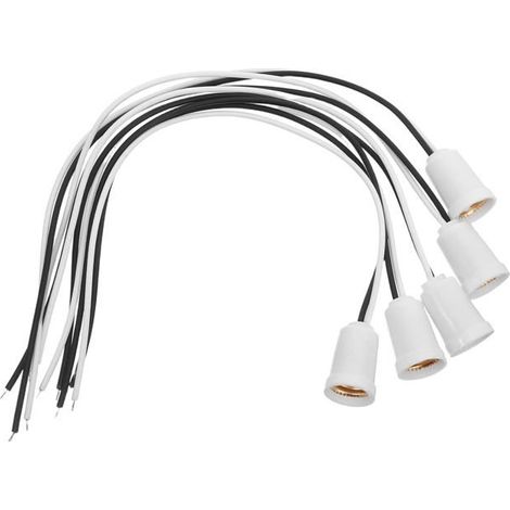 Lot De 5 Douilles De Lampe E12 Pour Éclairage De Jardin Douilles Rétro E12 Pour Suspension Pour Extérieur Blanches (1/5)