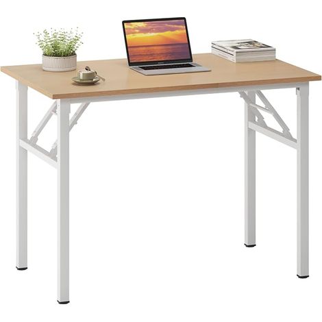 Small Folding Desk, 80x40cm Folding Table Computer Desk Office Furniture PC Small Dining Table Folding Work Table for Home, Office, Picnic, Light Oak (1/5)