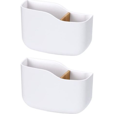 2 Pièces Boîte d'Organisateur Mural, Supports de Télécommande, Boîtes de Rangement Murales, Support Télécommande Mural, pour Lecteurs Multimédias, Contrôleurs, Téléphones Portables (Blanc) (1/4)