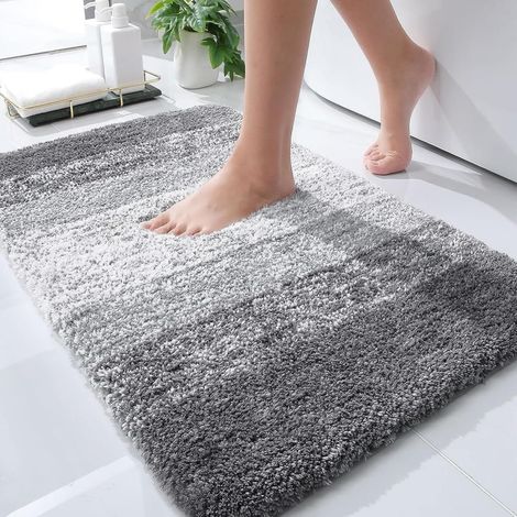 BEBUSINGOTO Tapis de salle de bain 30x20, tapis de bain en microfibre extra doux et absorbant, lavable en machine, tapis de bain pour sol de salle de bain, baignoire et douche, gris (1/5)
