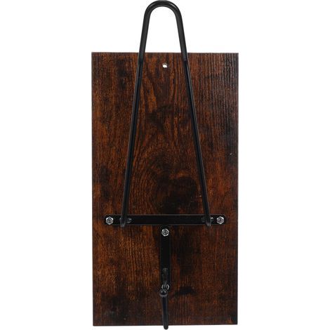 2Pièces Support Mural Casque Et Accessoires Bois Métal Marron Moderne