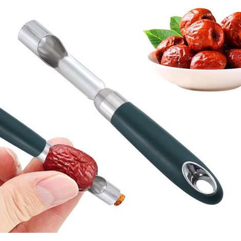 Estrattore di torsolo per frutta - Estrattore di torsolo per pere - Preparazione della frutta - Manico ergonomico - 20 cm - Colore argento (1/5)