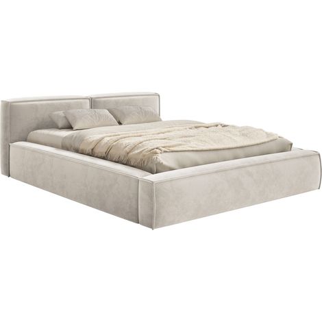 Selsey Tilves Slim – Polsterbett 200x200 mit Bettkasten und Lattenrost, Velours, greige (1/5)