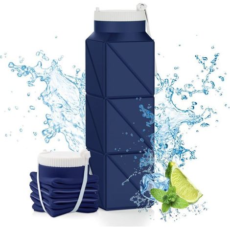 Ecleanfy - Bouteille d'eau pliable 610 ml en silicone sans BPA. Réutilisable, légère et anti-fuite, pour voyage et sport. (1/5)