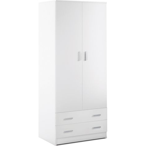 Armadio 2 Ante 2 Cassetti 77x182x52 cm Bianco Lisco (1/2)