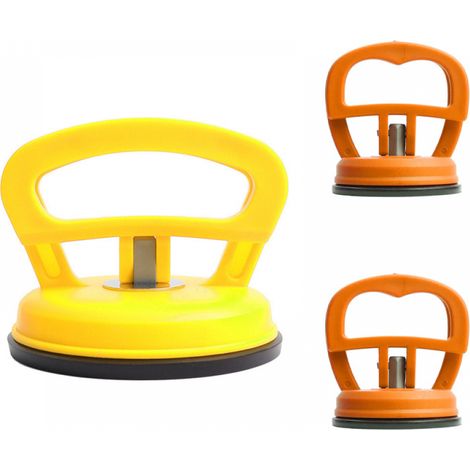 Extractor de abolladuras, herramienta para eliminar abolladuras de carrocería, con ventosa y mango, diámetro 12 cm / 5,6 cm (amarillo y naranja) (1/5)