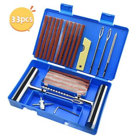 33-piece set, tire repair kit, car puncture repair kit, puncture repair tools, suitable for car and motorcycle tires (1/4)