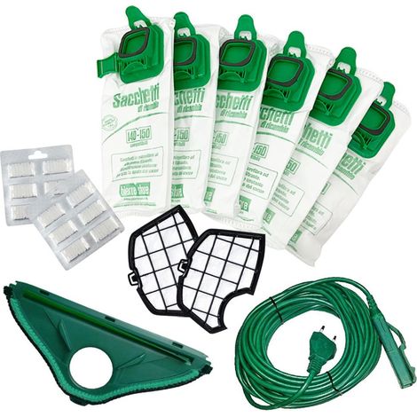 Sacchetti folletto vk 140 vk 150 6pz+ 6 profumi + filtro + spazzola + cavo 10m compatibili (1/4)