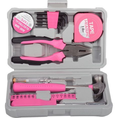 Coffret outils 24 pièces Rose - Kit d'Outils DIY Acier, Petite Boîte à Outils Compacte Idéale pour Débutants, Maison & Bureau (1/5)