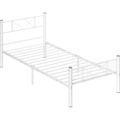 Estructura de cama individual de acero blanca 90 x 200 cm (1/5)