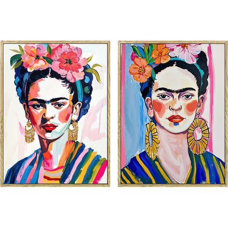 Dekoratives Gemälde „Frau mit Blumen“, 2er-Set, moderne Wohnkunst, Wanddekoration, zeitgenössisches Design