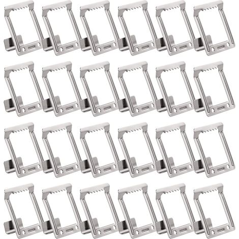 24 x Picture Frame Clips, Depth 15 mm, Hanging Hooks for Frames, Metal Canvas Mount, Clamp Without Drilling for Attaching, Hanging Photos, Light Black