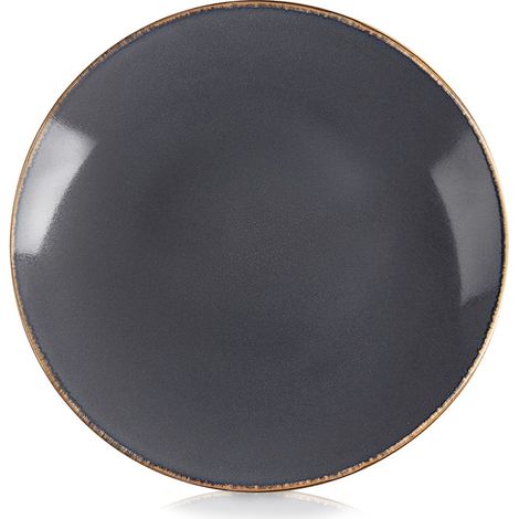 Piatto piano in ceramica smaltata grigia, 27 cm (1/5)
