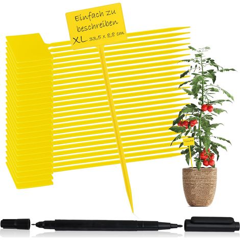 25x panneaux végétaux avec marqueurs à double pointe, étiquettes enfichables pour balcons - jardins - piquets végétaux pour l'étiquetage 33,5 cm (1/4)