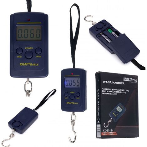 Báscula colgante para equipaje con gancho, LED y pilas, Kraft&Dele KD11414, máx. 50 kg. (1/5)