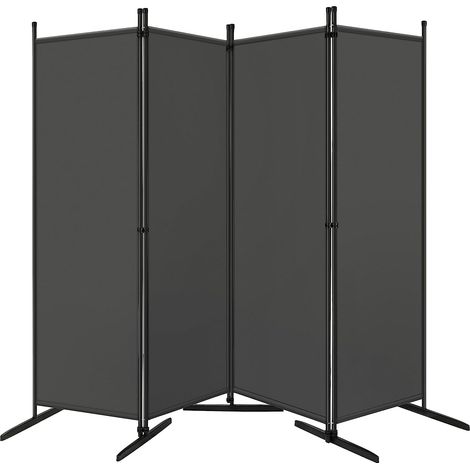 Woltu – Paravent pliable 4 panneaux 223x177cm – Cloison de séparation en tissu polyester – Résistant à l'usure – Pour intérieur et extérieur – Gris foncé