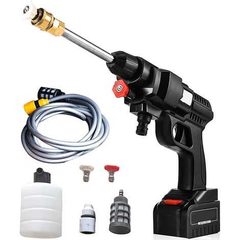 Idropulitrice ad Alta Pressione,48V Spruzzatore a Batteria 5600mA con Tubo 5 metri per la Pulizia di Auto/Recinzioni/Giardino/Patio/Piscina