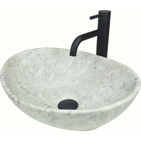 Lavabo da appoggio GTM Design 41 cm - Opaco Lavabo moderno senza foro per rubinetto - Elegante lavabo da appoggio ovale per bagni e toilette per gli ospiti - solo lavabo da bagno