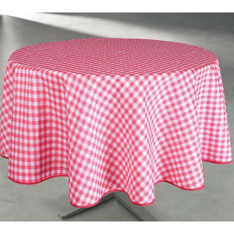 Runde Polyester-Tischdecke ø160cm Vichy Rot auf Kleiderbügel - Access Deco