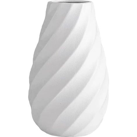 Bardusch-Vase céramique blanc 20 cm spirale texturée, idéal pampa, déco scandinave épurée (1/5)