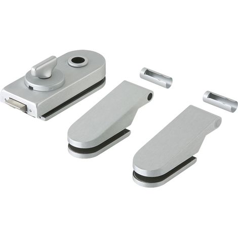 Verrou de porte en verre pour WC Studio Rondo + poignée de porte en verre Aluminium anodisé argenté