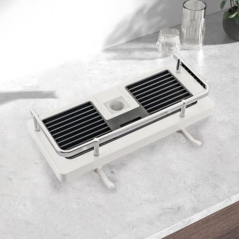 Mensola per doccia senza foratura, supporto per sollevatore doccia per il bagno, foro quadrato G584B, mensola per aste doccia, contenitore per prodotti doccia e altro ancora. (1/5)