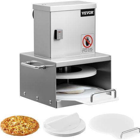 VEVOR Presse a pates electrique, plaque 15 cm, presse a pizza en acier inoxydable, formeuse a pizza commerciale a epaisseur reglable, avec 100 feuilles de papier sulfurise, pour cafes, boulangeries