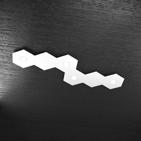 Plafoniera Moderna 6 Moduli Hexagon Metallo Bianco 4 Luci Led 12X4W (1/5)