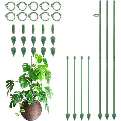 Support de Plante - Support D'arbuste 30 cm - Support de Plante Réglable pour Monstera, Orchidées, Tomates, Roses et Fleurs (10 Pièces - Vert) (1/5)