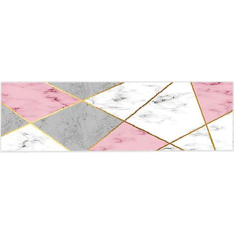 Tapis De Cuisine Antidérapant - Motif Marbre Rose - Confort Ergonomique - Imperméable - Lot De 2 (1/5)