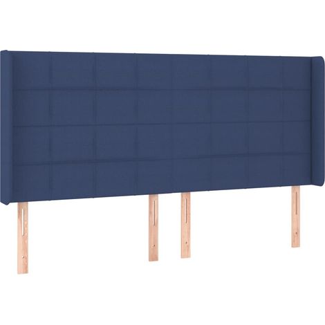 Testiera Testata del letto ad Orecchio Blu 163x16x118/128 cm in Tessuto (1/5)