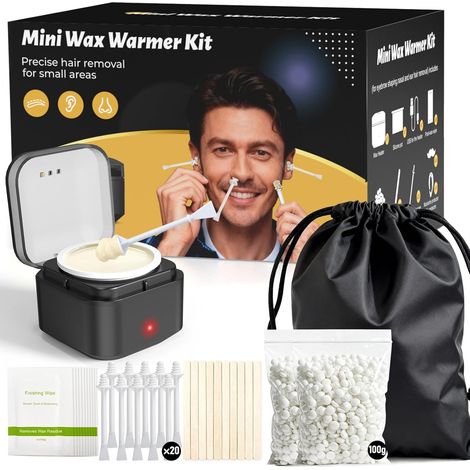 Epilation Nez Cire Oreille Homme: Mini Chauffe-Cires à Temp Constante pour Visage Epilation, 100g Cire pour poils de Epilation Nez (1/5)