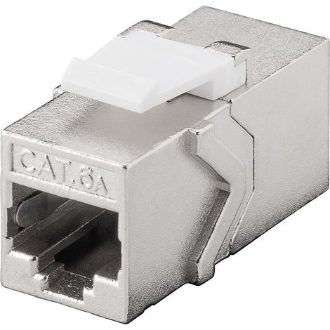 Goobay 90866 Cat 6 A Keystone – Acoplador modular, STP Plata/Negro