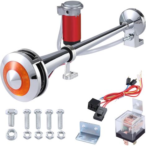 Klaxon Camion 12 V avec Lumière 150DB Super Loud Train Horn Zinc Horn Klaxon voiture avec Compressor pour Vehicles Motorcycle Cars Boats (Argent) (1/5)