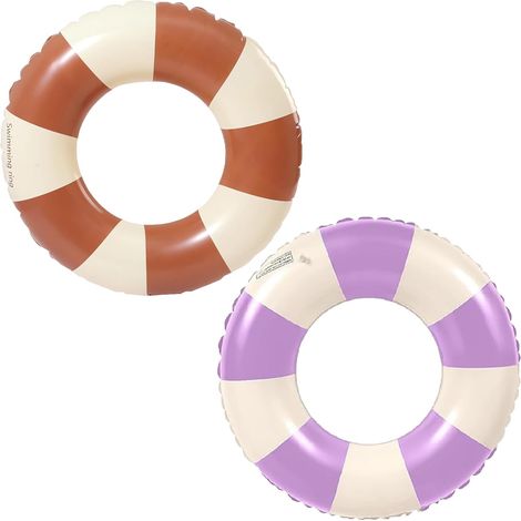 Bague flottante de natation, bouée gonflable rayée rétro en PVC pour piscine, plage, jeux et vacances. (1/5)